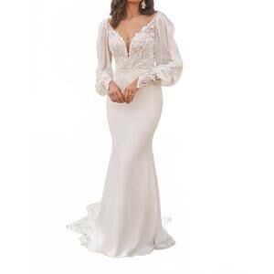 NEW LILLIAN WEST stretch crepe fit and flare dress with beaded and 3d appliqués